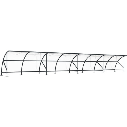Bicycle shelter, made of polycarbonate, WxD 16450 x 2100 mm, charcoal RAL 7016.