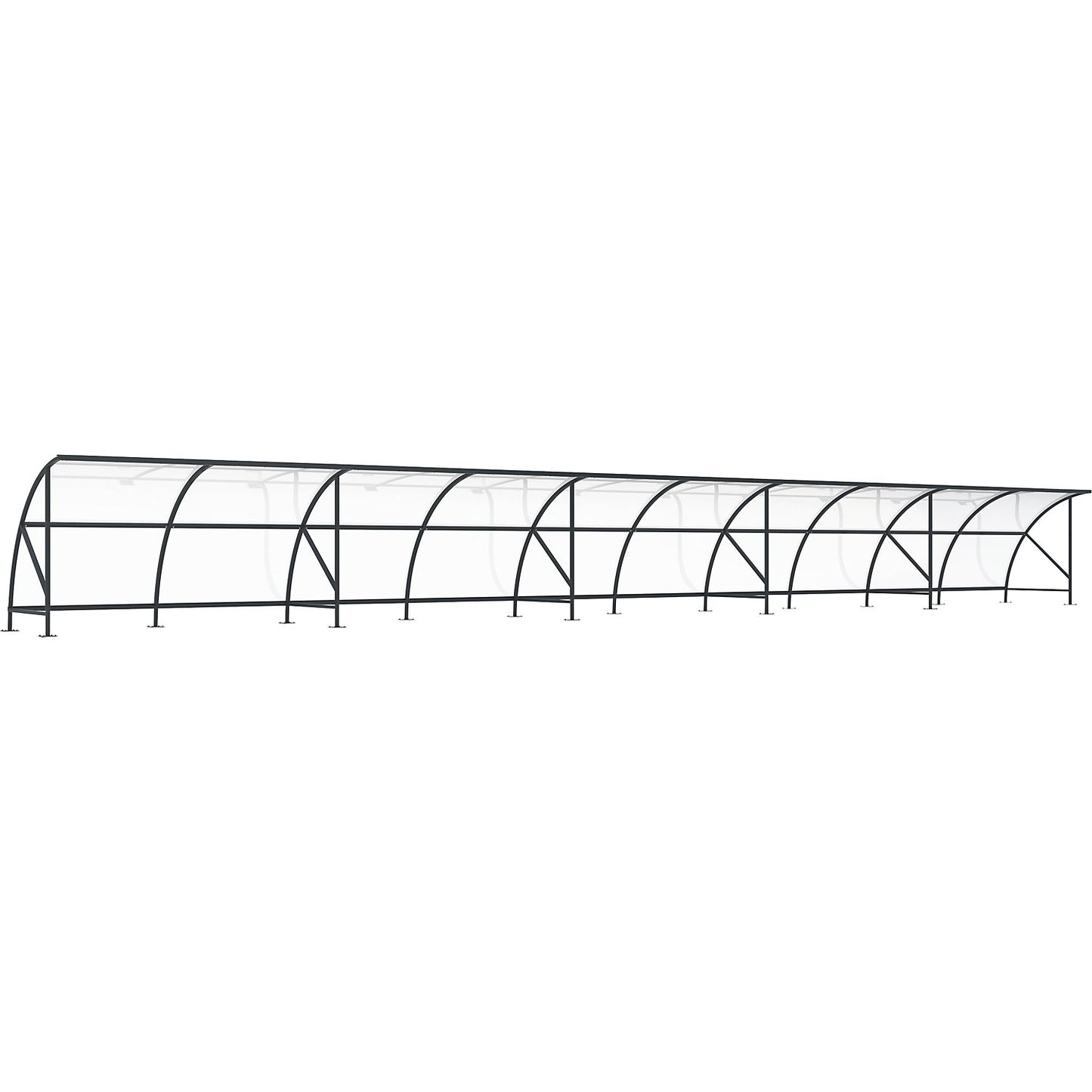 Bicycle shelter, made of polycarbonate, WxD 20550 x 2100 mm, charcoal RAL 7016.