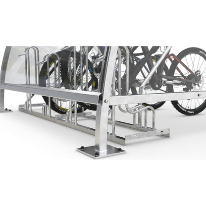 Bicycle shelter, made of polycarbonate, WxD 8250 x 2100 mm, silver.