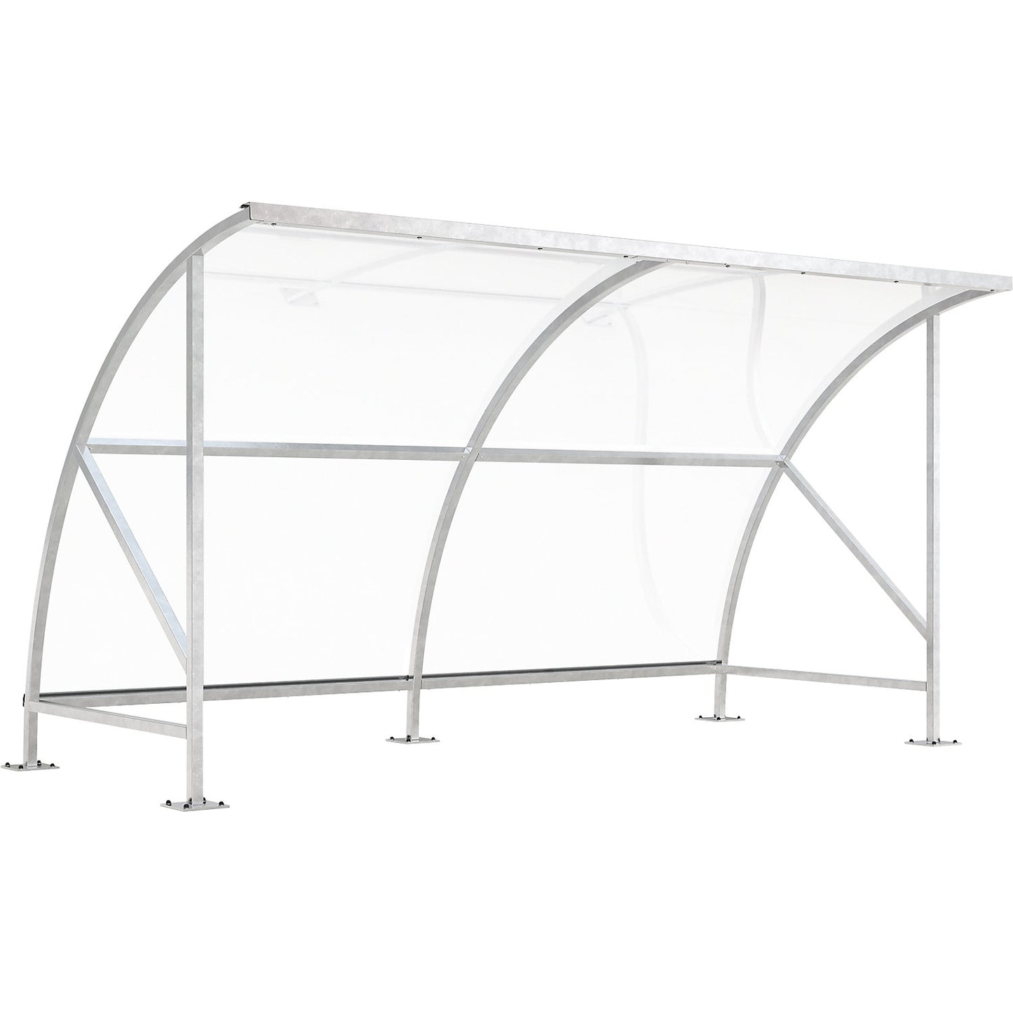 Bicycle shelter, made of polycarbonate, WxD 4130 x 2100 mm, silver.