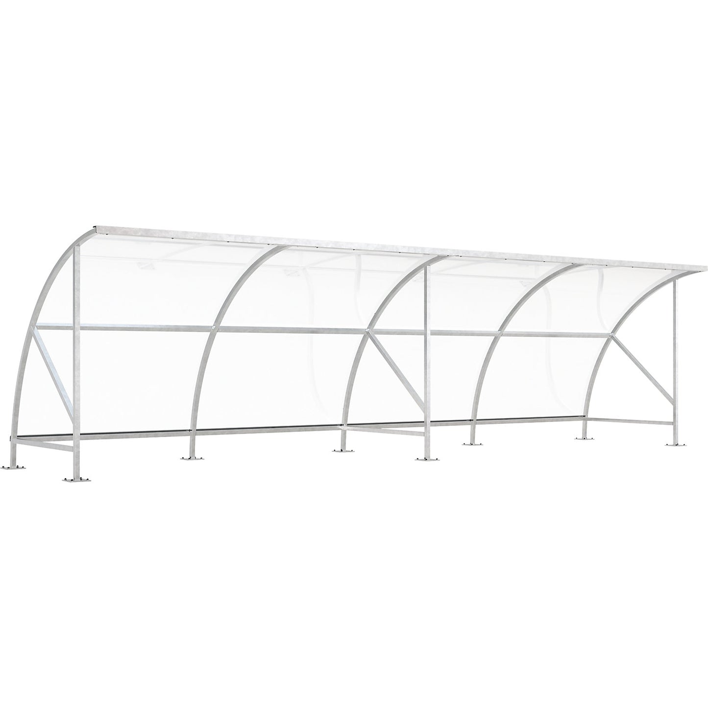 Bicycle shelter, made of polycarbonate, WxD 8250 x 2100 mm, silver.