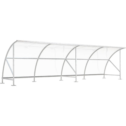 Bicycle shelter, made of polycarbonate, WxD 8250 x 2100 mm, silver.