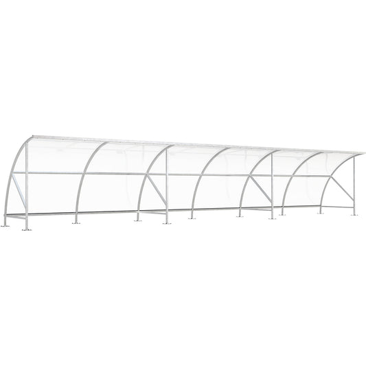 Bicycle shelter, made of polycarbonate, WxD 12350 x 2100 mm, silver.