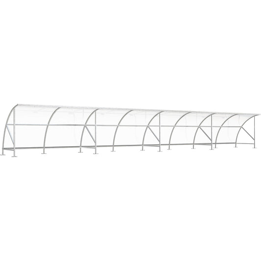 Bicycle shelter, made of polycarbonate, WxD 16450 x 2100 mm, silver.