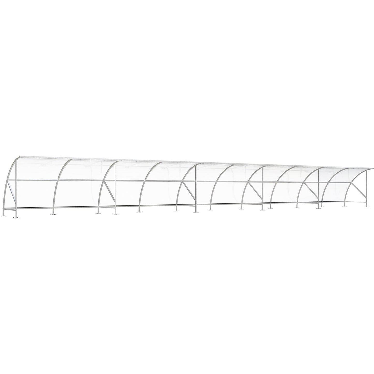 Bicycle shelter, made of polycarbonate, WxD 20550 x 2100 mm, silver.