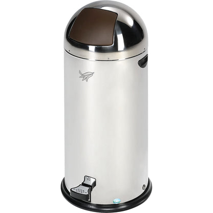 Push waste bin, stainless steel with pedal, brown, capacity 55 l, HxWxD 930 x 455 x 455 mm.