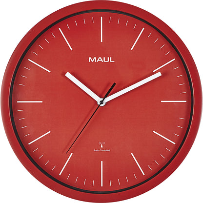 MAULjump wall clock, radio synchronised time keeping mechanism, red.