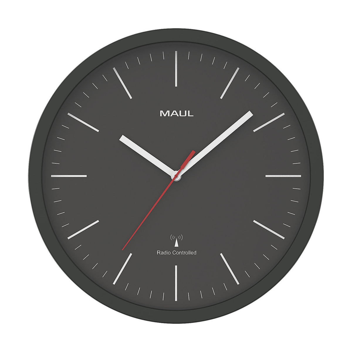 MAULjump wall clock, radio synchronised time keeping mechanism, black.