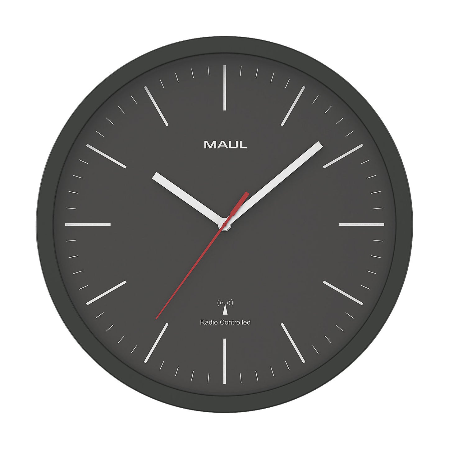 MAULjump wall clock, radio synchronised time keeping mechanism, black.