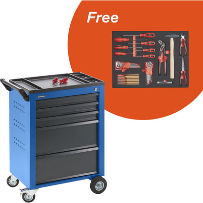 Deal: tool trolley incl. free tool set, HxWxD 930 x 630 x 410 mm, gentian blue RAL 5010.