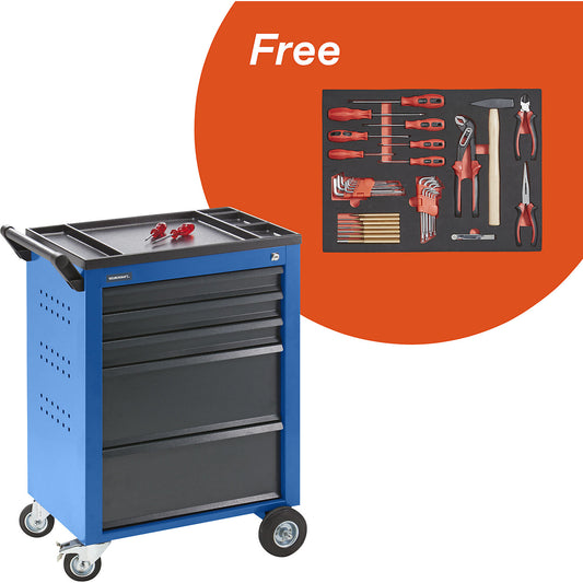 Deal: tool trolley incl. free tool set, HxWxD 930 x 630 x 410 mm, gentian blue RAL 5010.