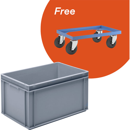 Deal: 4 containers with wheeled based, container capacity 60 l, wheeled base 610 x 410 mm.