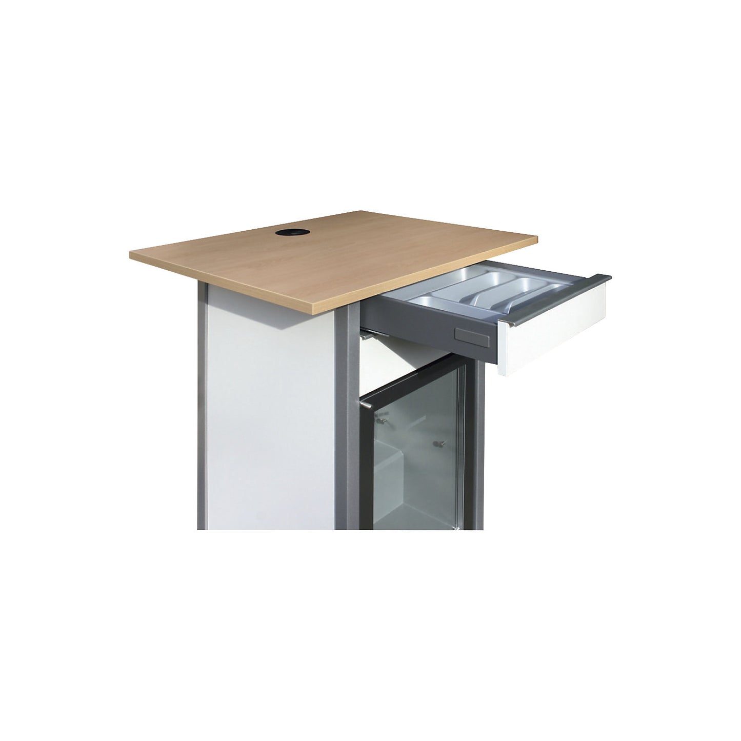 Service and coffee station, with 1 refrigerator and 2 drawers, LxWxH 800 x 600 x 1015 mm.