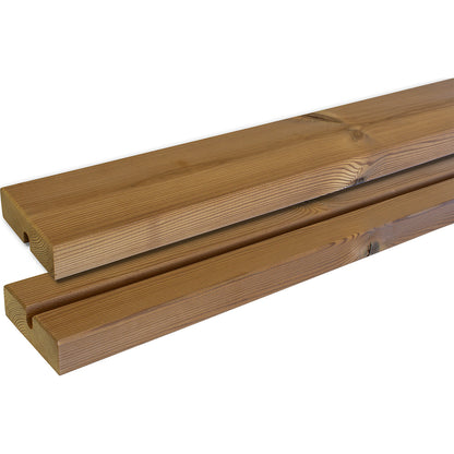 Bench set, certified pine wood, brown, with back rest.