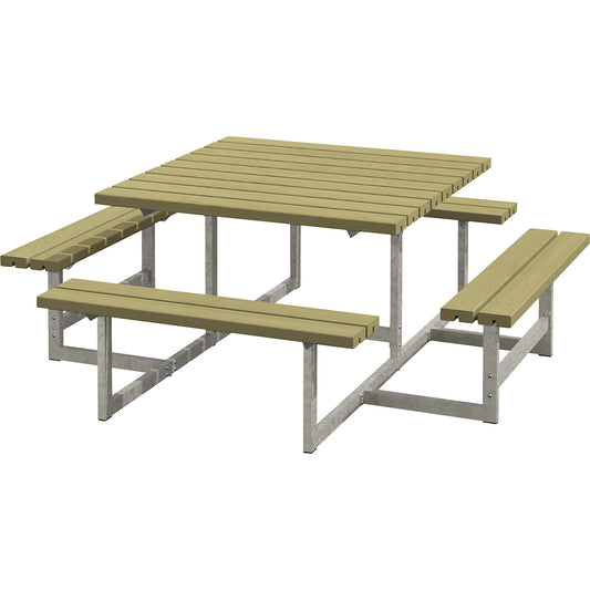 Picnic bench for 8 people, coniferous wood, LxD 2000 x 2000 mm, natural.
