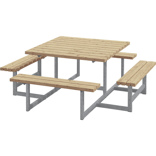 Picnic bench for 8 people, coniferous wood, LxD 2000 x 2000 mm, ThermoWood, brown.