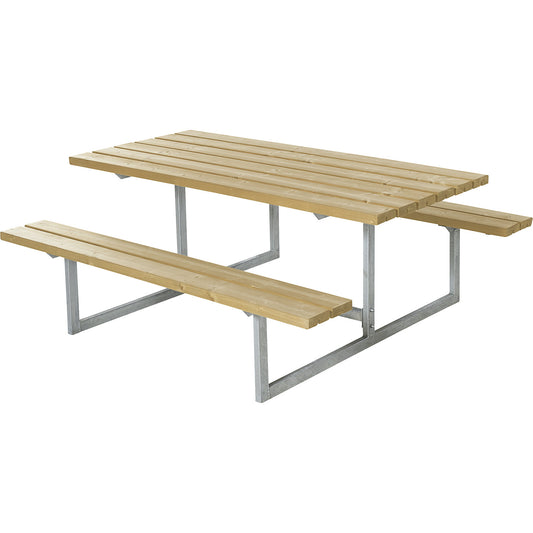 Picnic bench, for 6 people, depth 1600 mm, without backrest, brown.