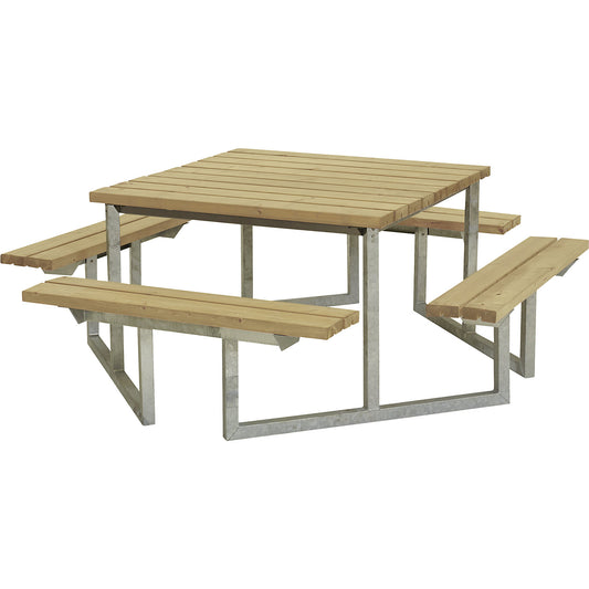 Picnic bench, for 8 people, certified pine wood, ThermoWood, brown.