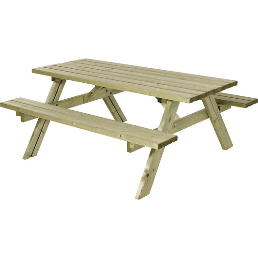 Picnic bench, certified pine wood, natural, for 6 people.