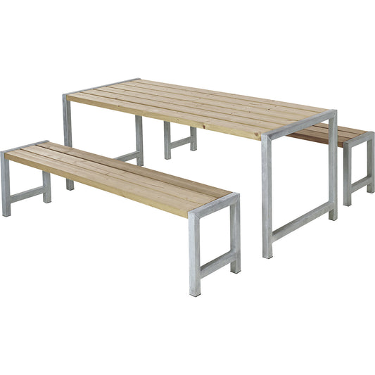Bench set, certified pine wood, brown.