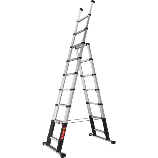 COMBI LINE telescopic multi-purpose ladder, 80 mm step depth, 9 steps, max. working height 3.8 m.