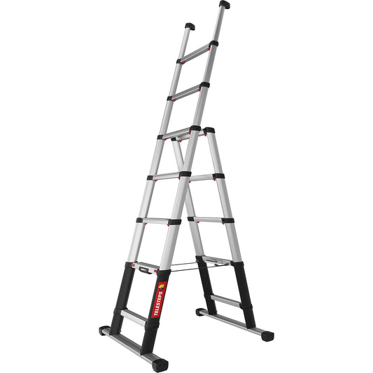 COMBI LINE telescopic multi-purpose ladder, 80 mm step depth, 7 steps, max. working height 3.1 m.