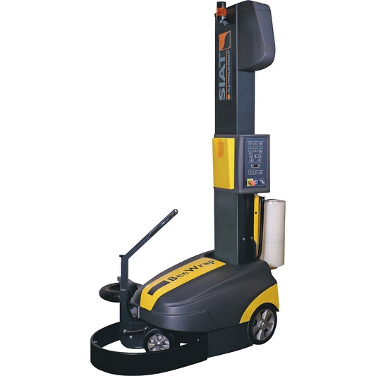 BeeWrap+ pallet wrapper, mobile stretch machine, pallet height 2100 mm, with 240% powered pre-stretch.