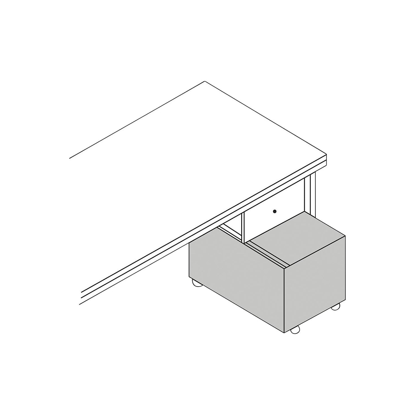 Roll container, open top, with plastic insert, black.