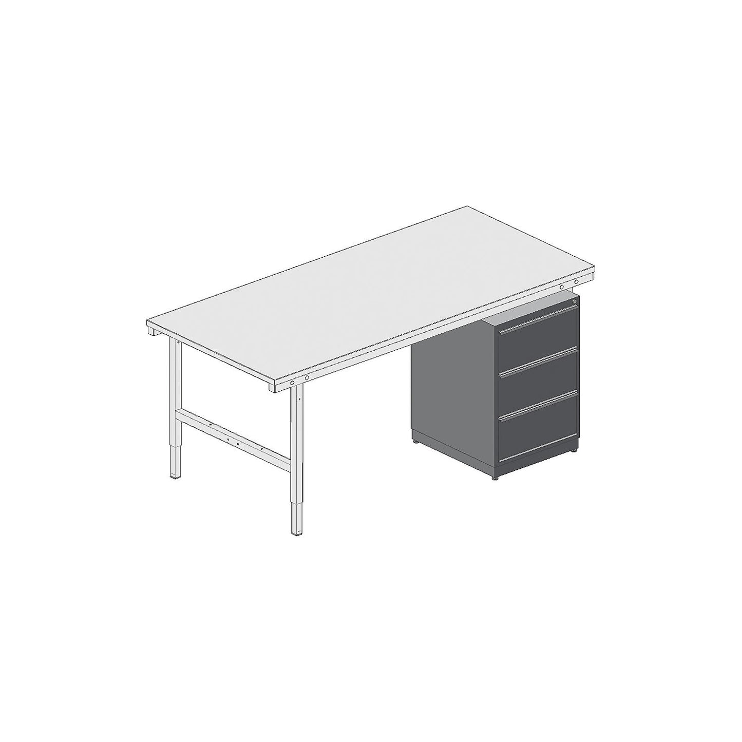 Drawer unit, 3 drawers, HxWxD 785 x 535 x 600 mm, black.