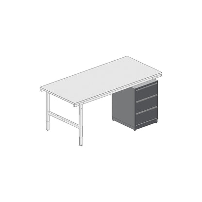 Drawer unit, 3 drawers, HxWxD 785 x 535 x 600 mm, black.