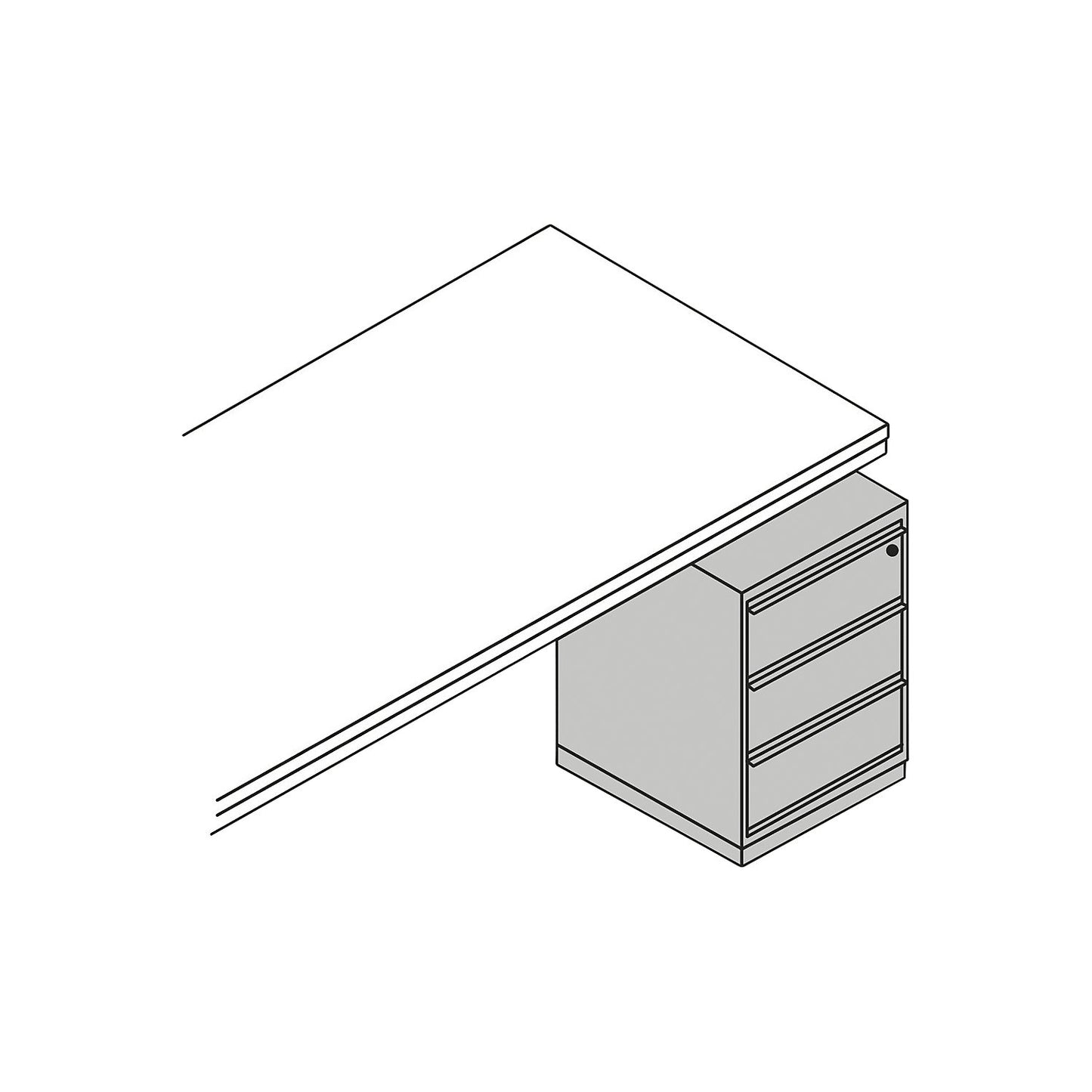 Drawer unit, 3 drawers, HxWxD 785 x 535 x 600 mm, black.