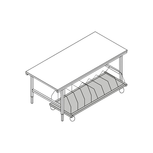Packaging shelf, mobile, HxWxD 690 x 1600 x 600 mm, black.