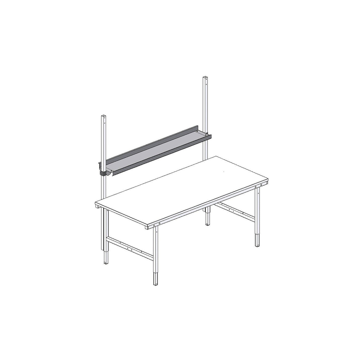 Document tray, WxD 1630 x 230 mm (A4 landscape), silver grey.