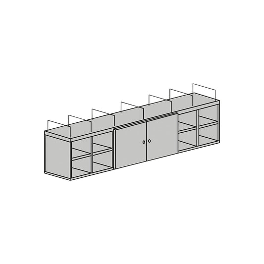 Cupboard module, with 2 doors and 6 brackets, grey.