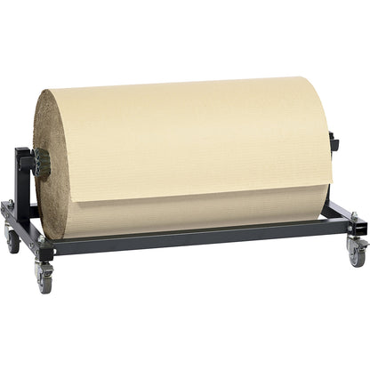 Roll material stand, mobile, for roll widths up to 1000 mm and Ø 500 mm, black.