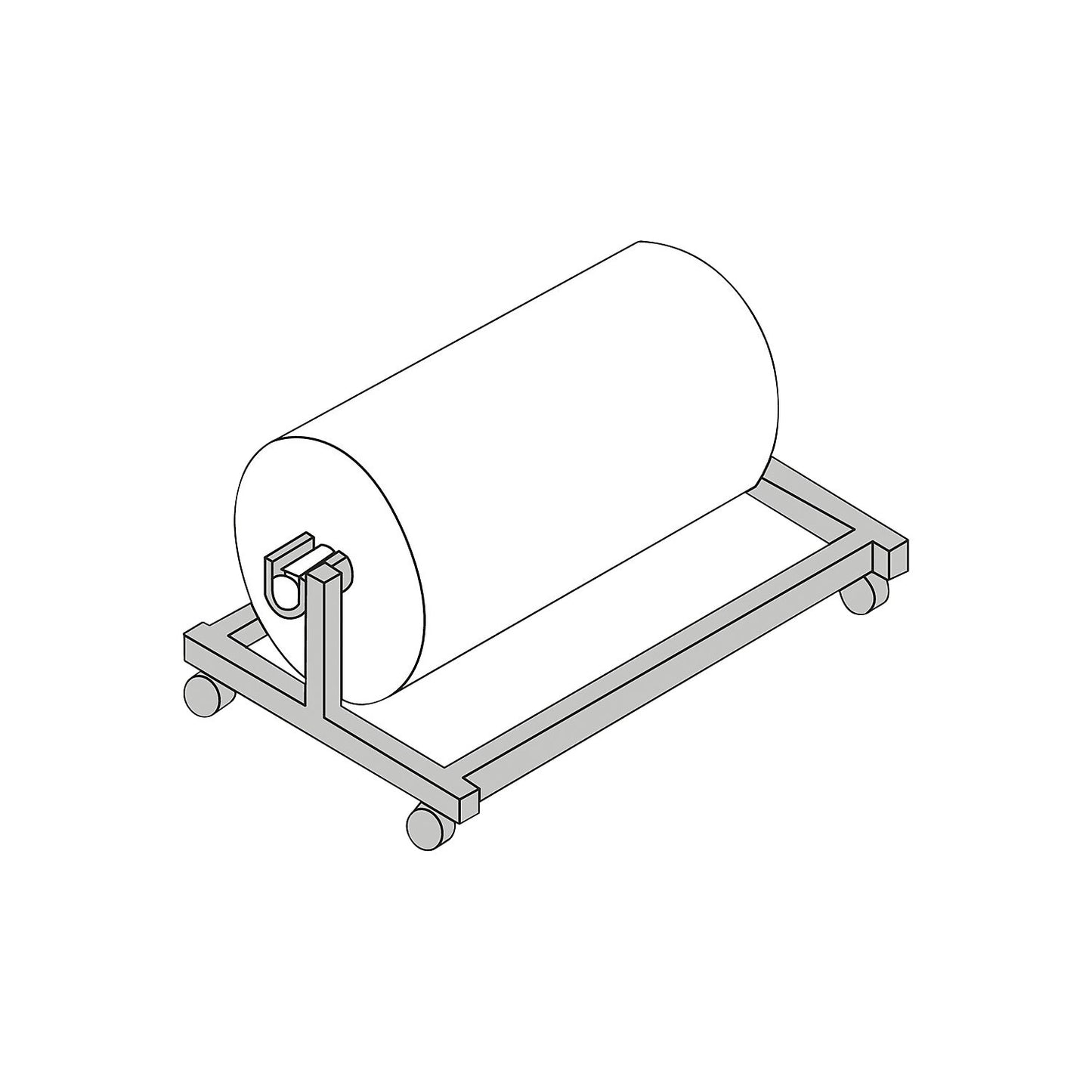 Roll material stand, mobile, for roll widths up to 1000 mm and Ø 500 mm, black.