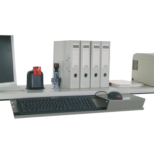 Keyboard and mouse tray, HxWxD 20 x 760 x 210 mm, silver grey.
