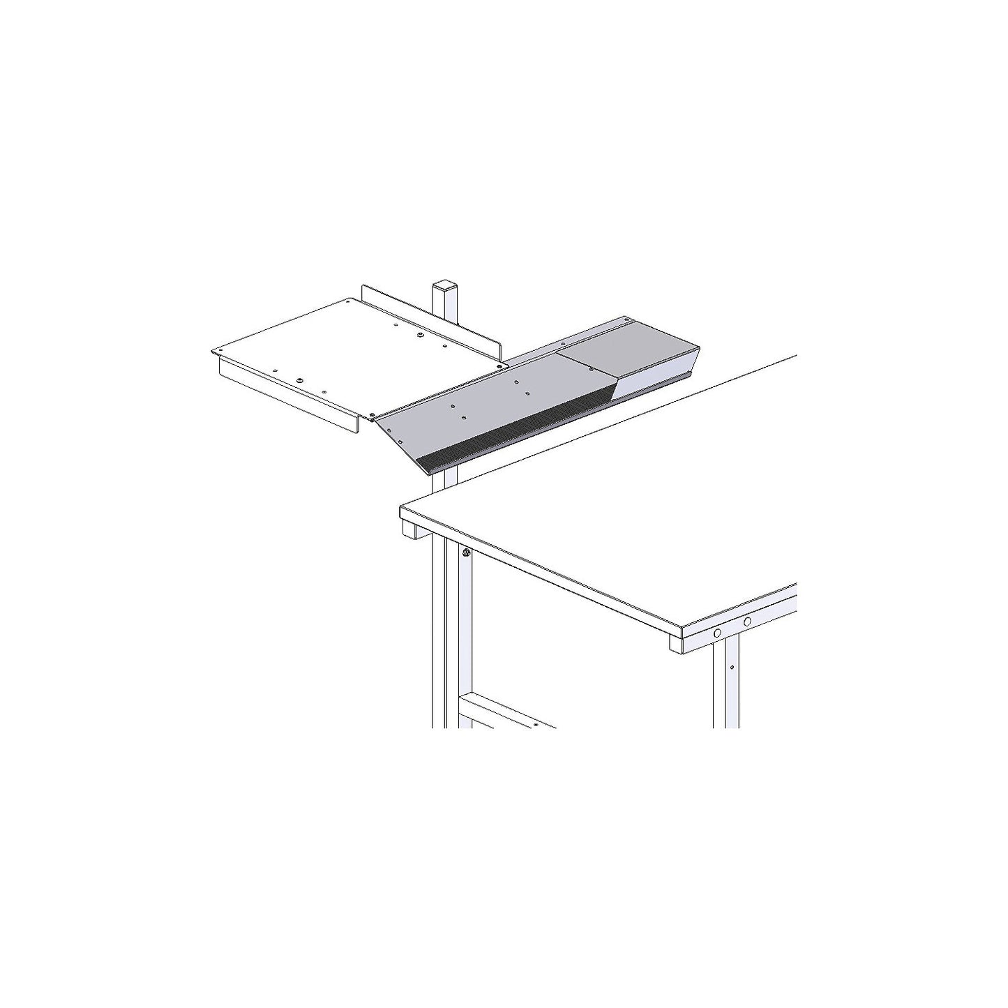 Keyboard and mouse tray, HxWxD 20 x 760 x 210 mm, silver grey.