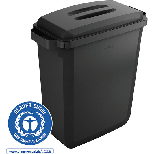 DURABIN® ECO recyclable waste container, capacity 60 l, HxWxD 645 x 590 x 282 mm, black.