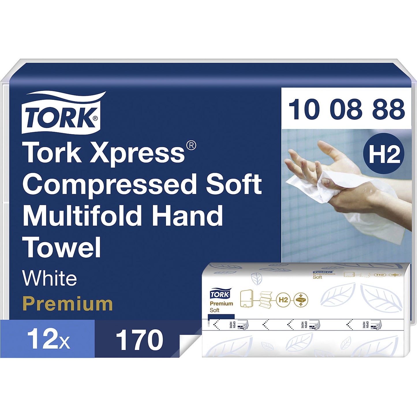 Xpress compressed multifold paper towels, pack of 2040, white, LxW 320 x 212 mm.