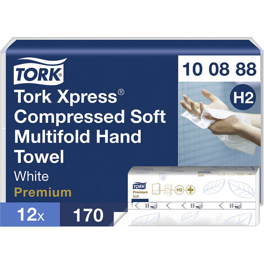 Xpress compressed multifold paper towels, pack of 2040, white, LxW 320 x 212 mm.