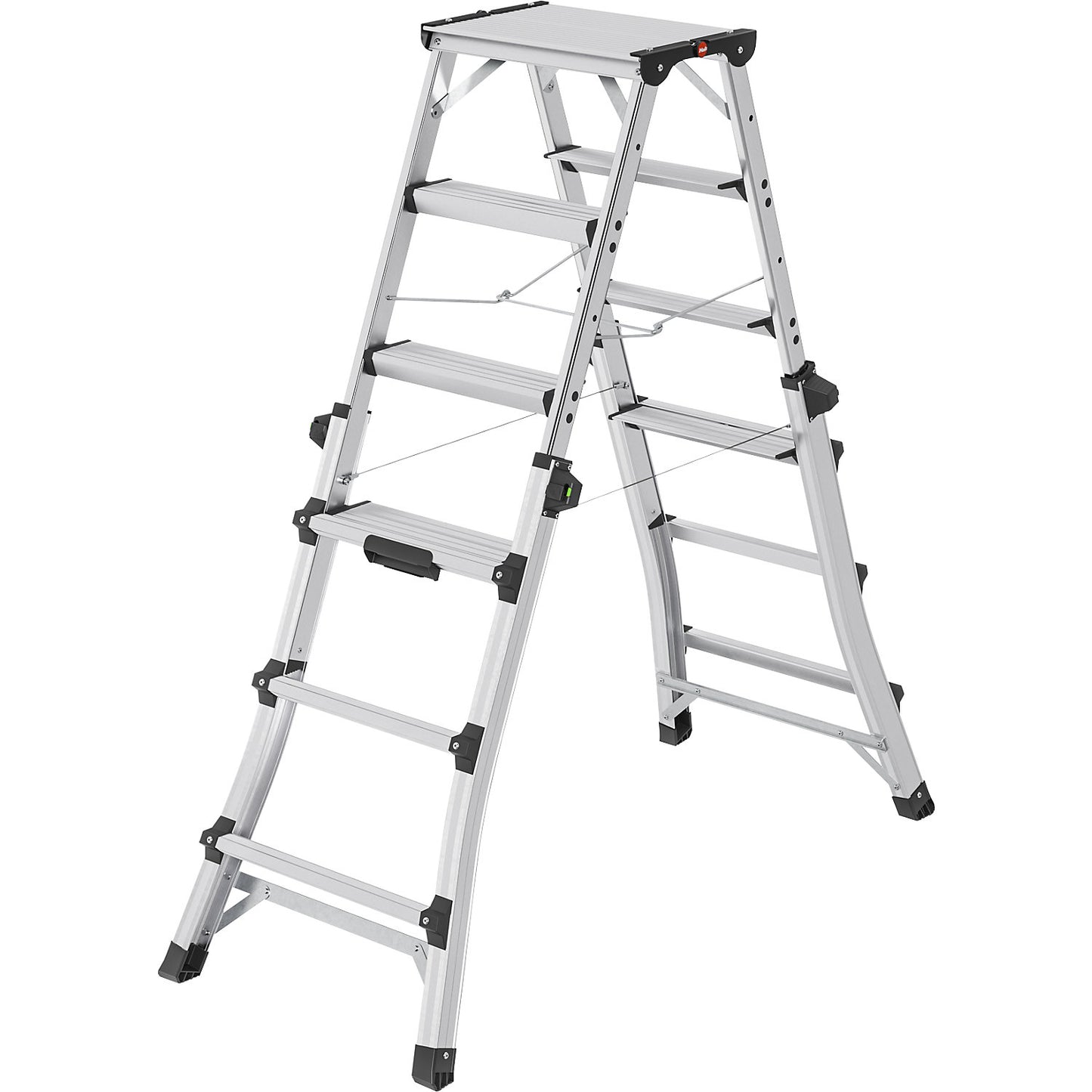 D100 TL telescopic folding ladder, can be used as a step ladder or stair ladder, 2 x 6 rungs.