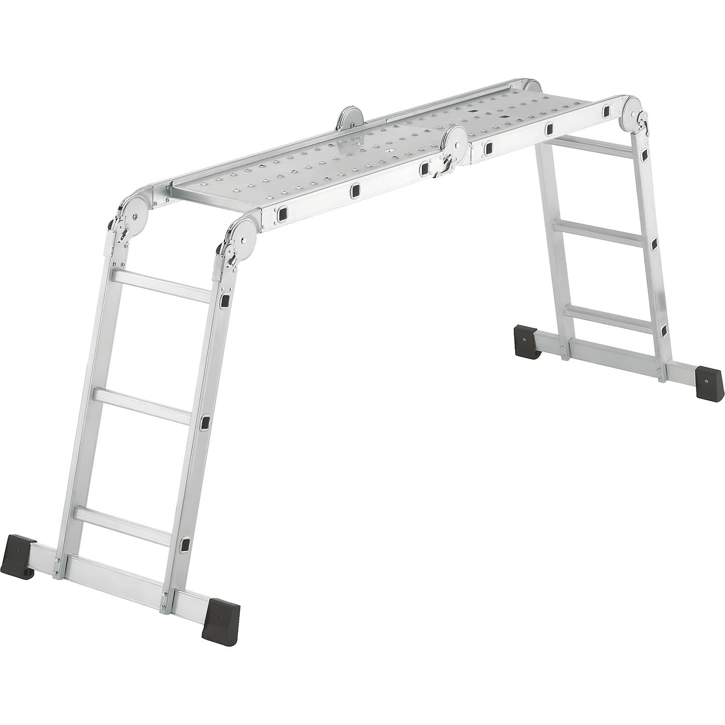 Hinged multipurpose ladder, access safety platform, lean to and step ladder, 4 x 3 rungs.