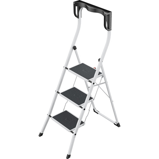 K75 ComfortLine folding step, steel, max. load 150 kg, 3 steps, step height 690 mm.