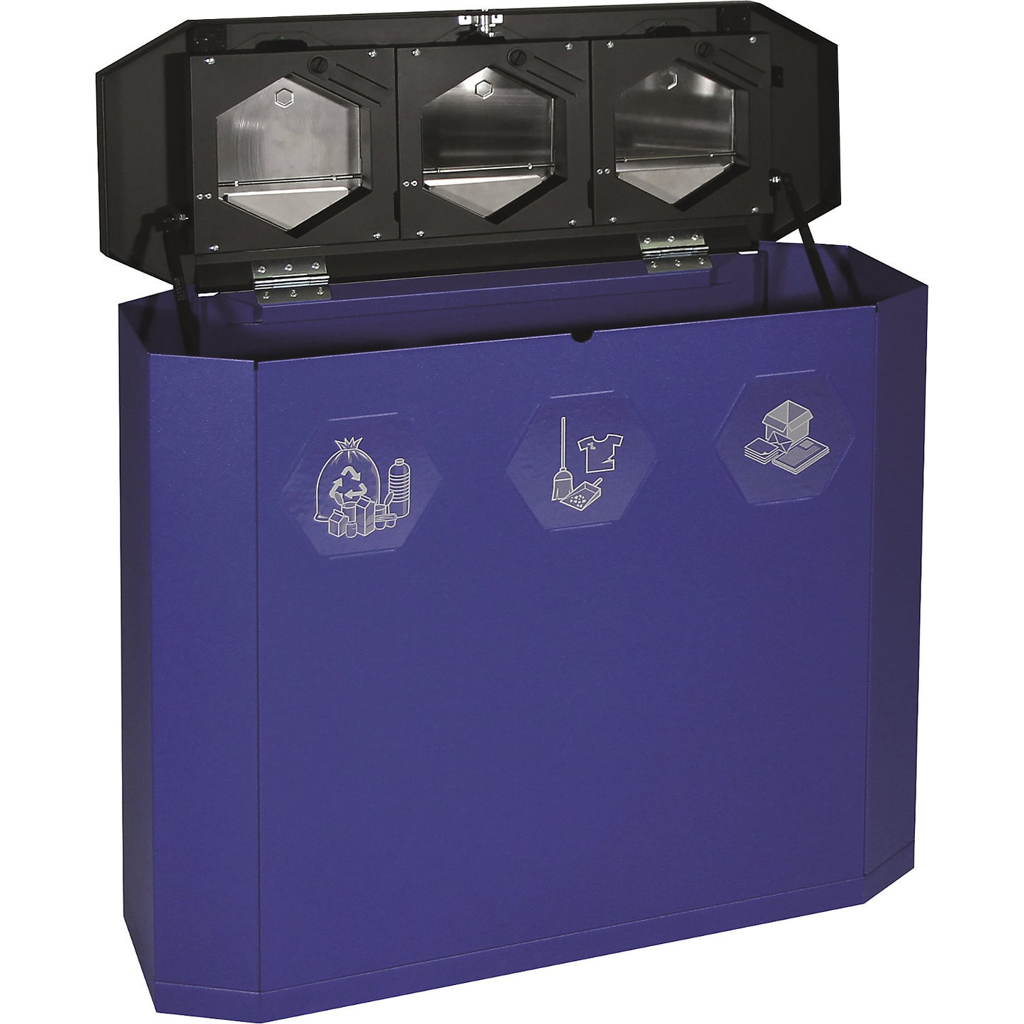 Sixco swing recyclable waste collector, capacity 3 x 45 l, ultramarine blue.