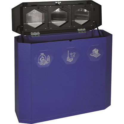 Sixco swing recyclable waste collector, capacity 3 x 45 l, ultramarine blue.