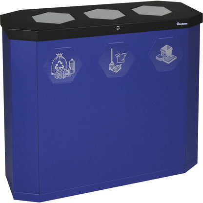 Sixco swing recyclable waste collector, capacity 3 x 45 l, ultramarine blue.