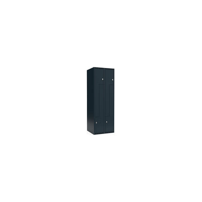 Fydor Z locker, 2 compartments, charcoal, W 600 mm, 2 compartments, flat roof shape, padlock.