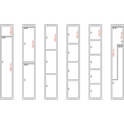 Fydor 3-fold compartment locker, 3 compartments, light grey / charcoal, W 900 mm, 3 compartments, sloping roof shape, cylinder lock.