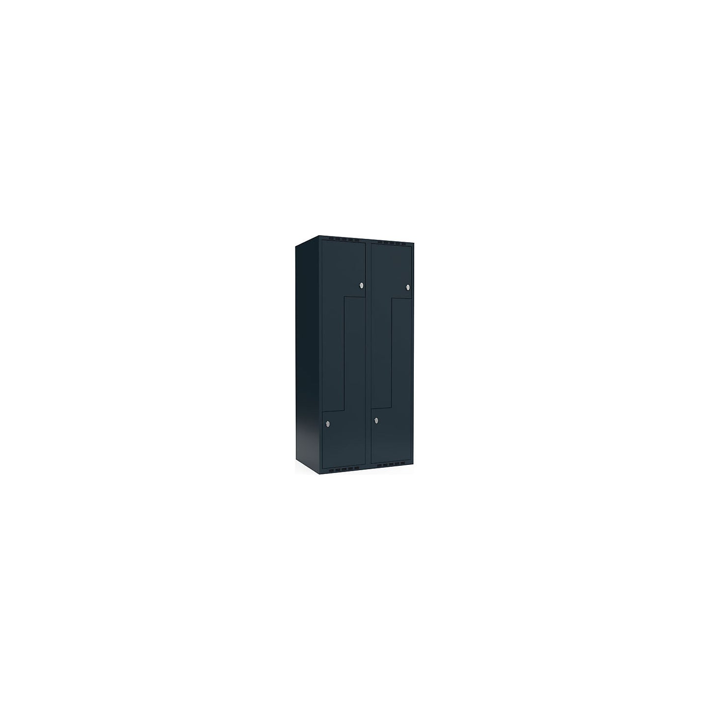 Fydor Z locker, 2 compartments, charcoal, W 800 mm, 2 compartments, flat roof shape, padlock.